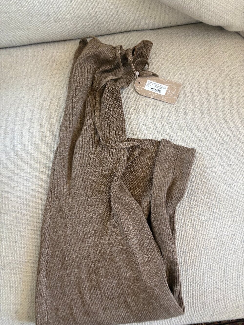 NWT Meshki Betty Halter Midi Knitted Dress Brown Marle XS